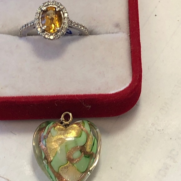 10 kt yellow gold, diamonds,natural citrine ring - Picture 5 of 16